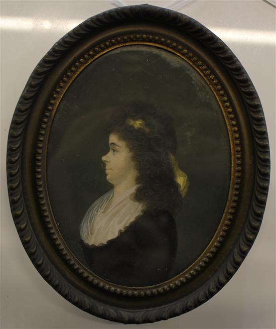 English School c.1830, Miniature on paper of a lady